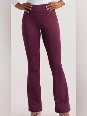 NWT Title Nine Crash Fleece Lined Flare Pants  in Burgandy Size Large